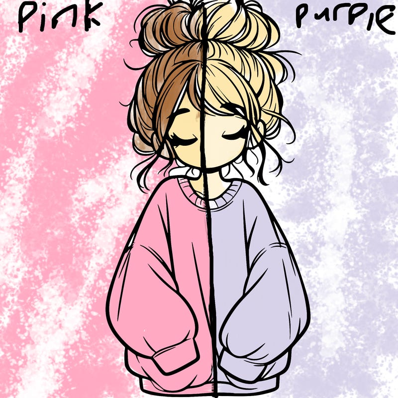 girl with baggy sweatshirt and messy bun