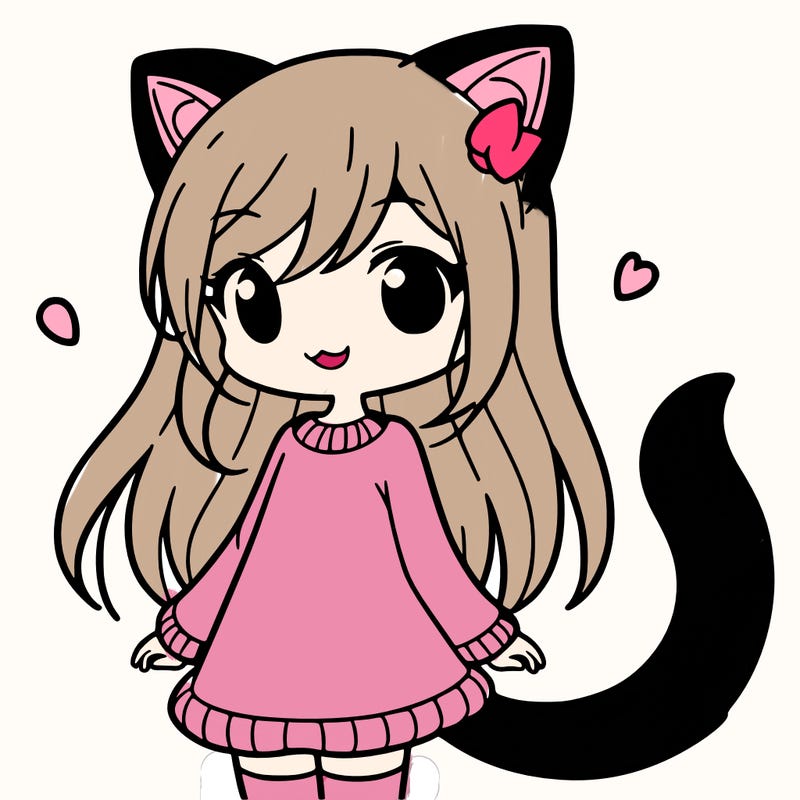 girl with cat ears and tail