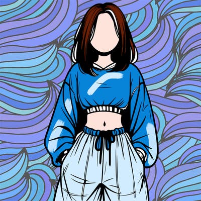 realistic girl faceless with baggy pants and a crop top