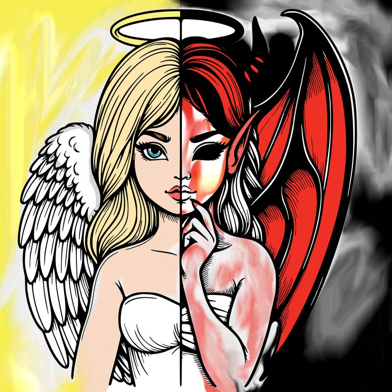 realistic angel half demon