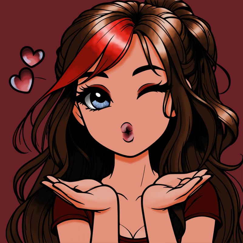 realistic girl winking and blowing a kiss while making heart hands