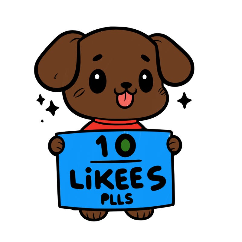 cute dog holding a sign saying 10 likes pls