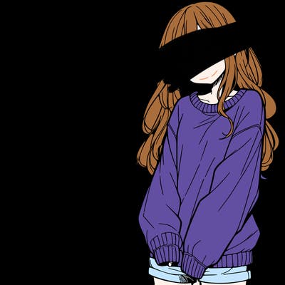 manga teen girl  in a sweater and baggy pants