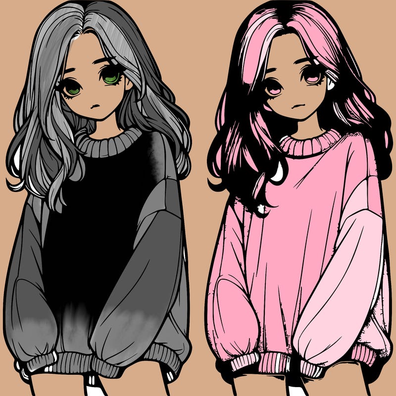 realistic girl with baggy sweater