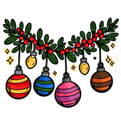 christmas garland with big bulbs