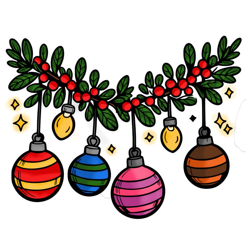 christmas garland with big bulbs