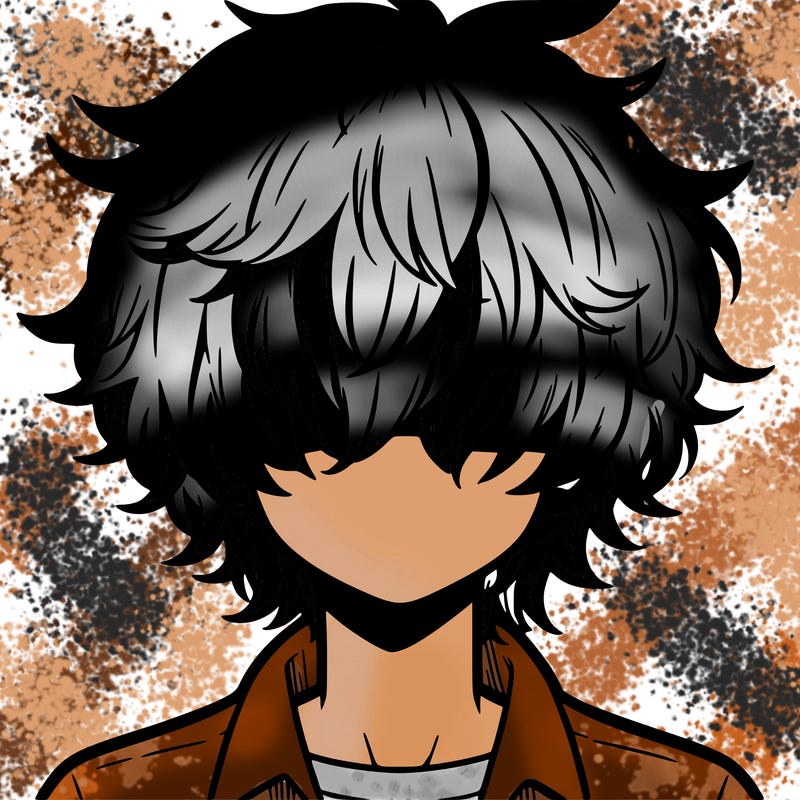 manga boy fluffy hair covering his eyes