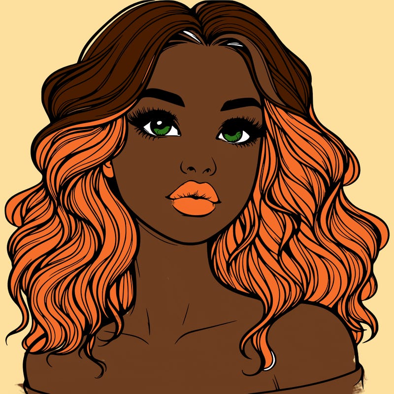 realistic girl with wavy hair and lips