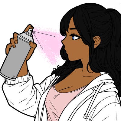 a realistic girl spray, painting