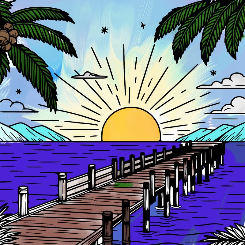 sunset on pier
