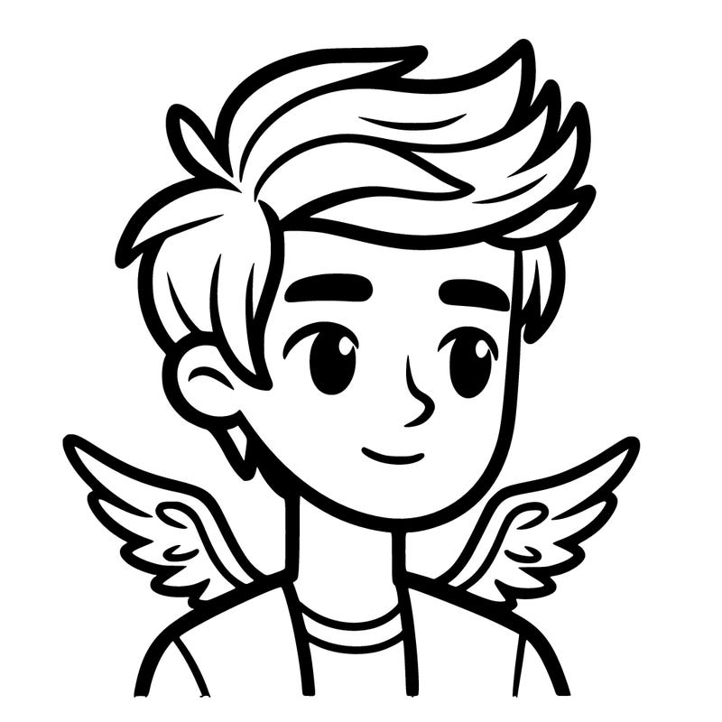 . boy teenager with. wings in hair