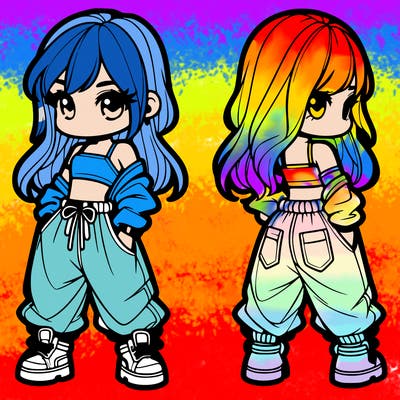 girl in crop top and baggy pants