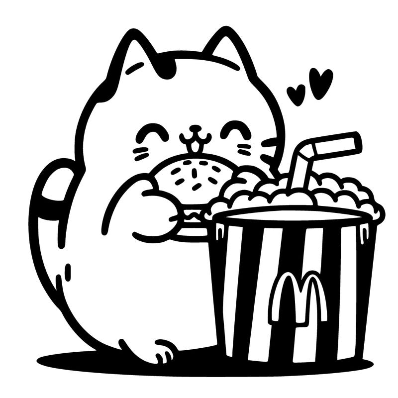 cat eating macdonalds