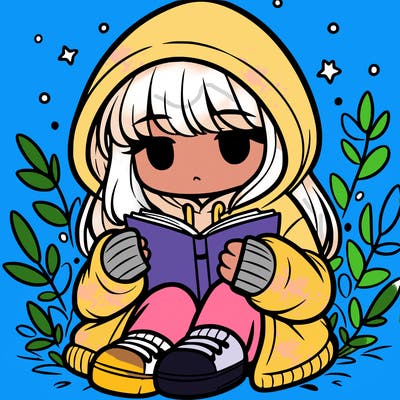girl in oversized hoodie reading a book