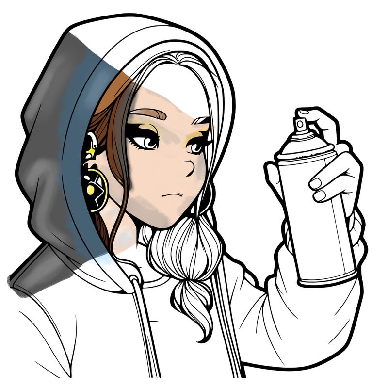 a realistic girl, spray painting