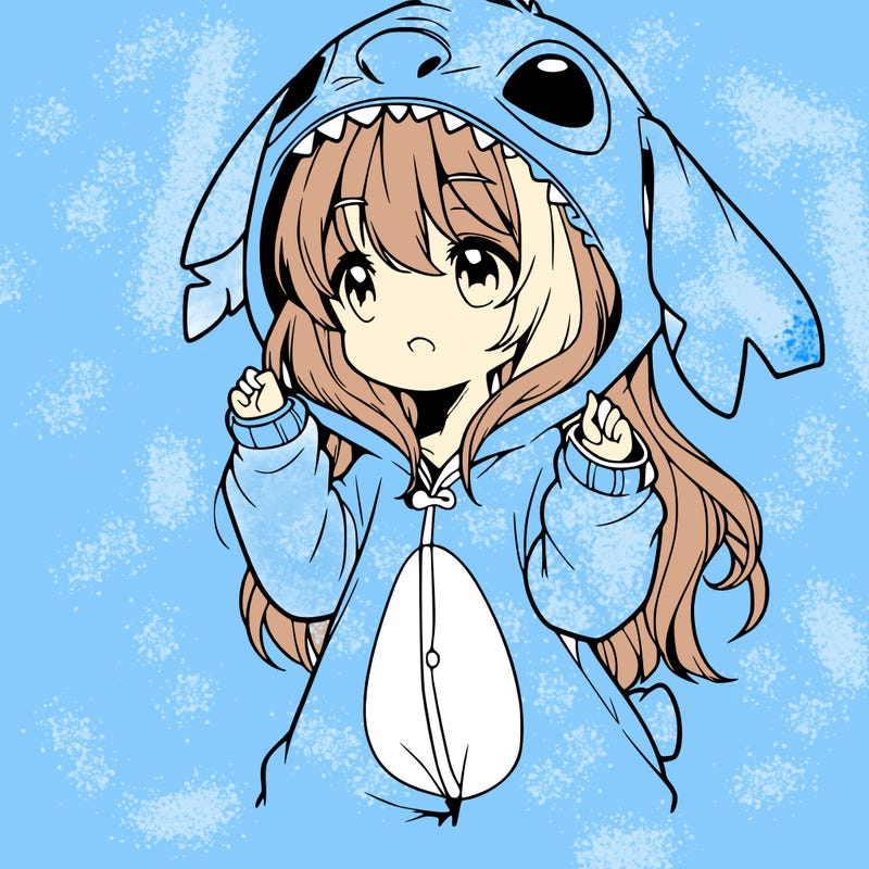 anime girl in a stitch onsie