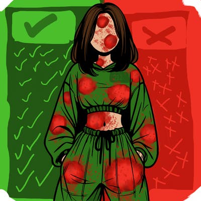 realistic girl faceless with baggy pants and a crop top