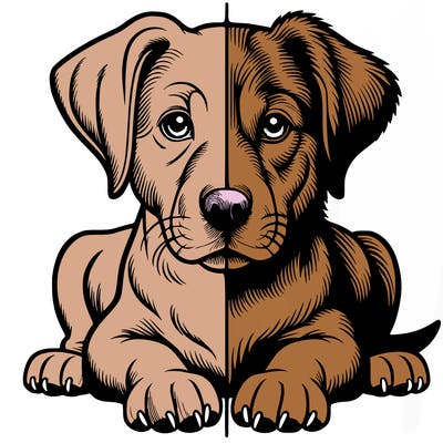 realistic dog split picture