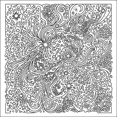 Immerse yourself in the captivating beauty of the cosmos with this intricate cosmic dust patterns coloring page. Its swirling lines, twinkling stars, and nebulae-like shapes promise a deeply engaging and relaxing creative experience.