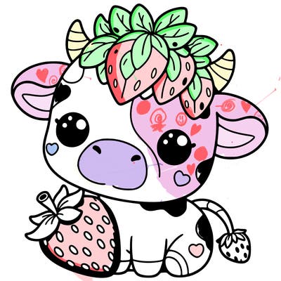 cute strawberry cow