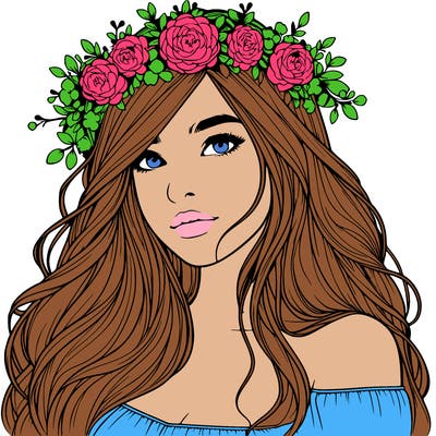 realistic girl with flower crown