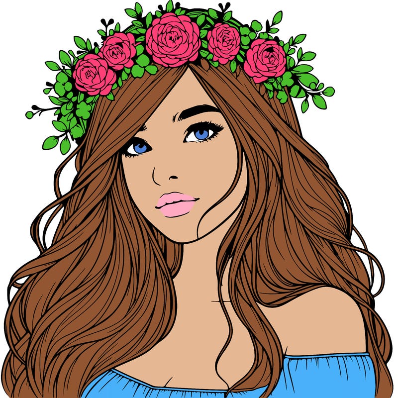 realistic girl with flower crown