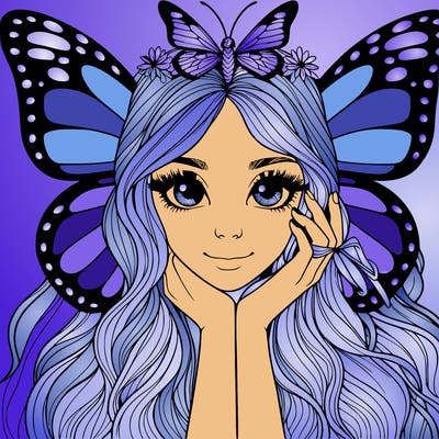 butterfly realistic girl
