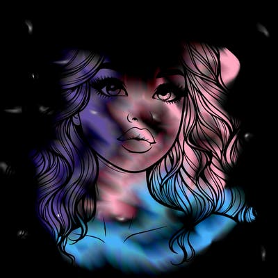 realistic girl with wavy hair and lips