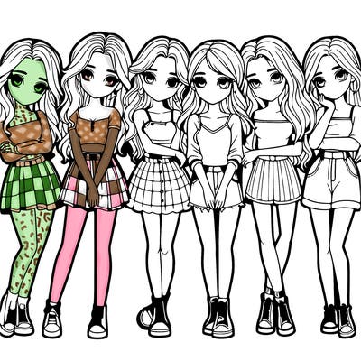 a group of girls realistic