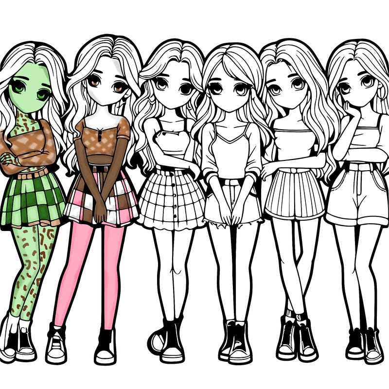 a group of girls realistic