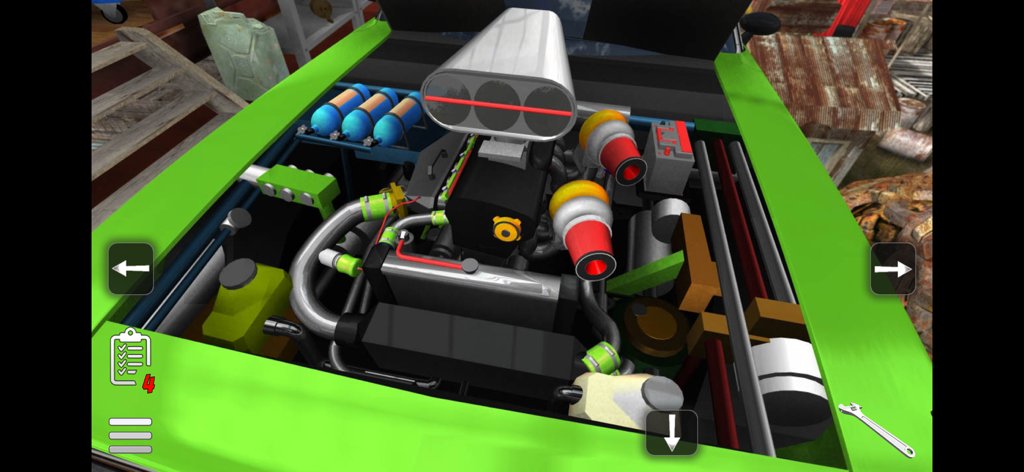 Fix My Car: Premium - A close up view of a high performance car engine with nitrous tanks in Fix My Car Premium