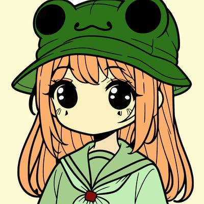 a girl with a frog hat
