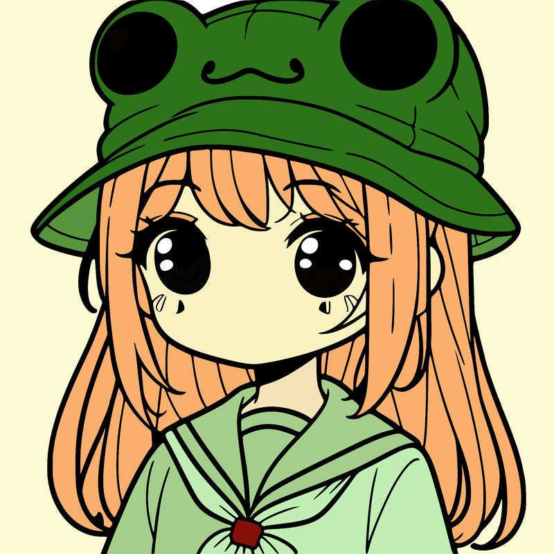 a girl with a frog hat