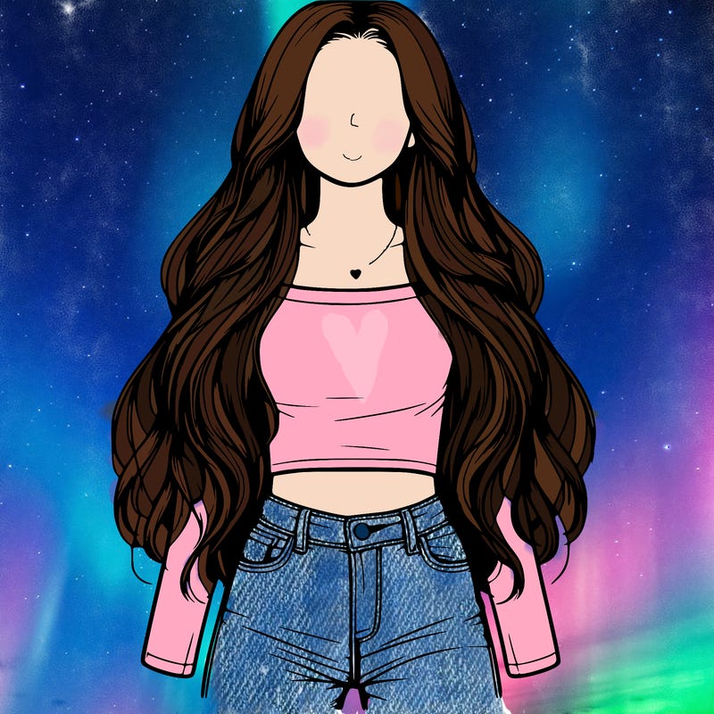 realistic girl with jeans on  and long hair with edges