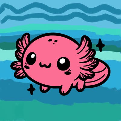 cute easy baby axolotl