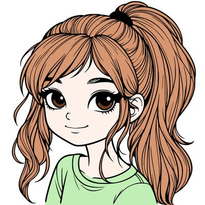 realistic girl with ponytail