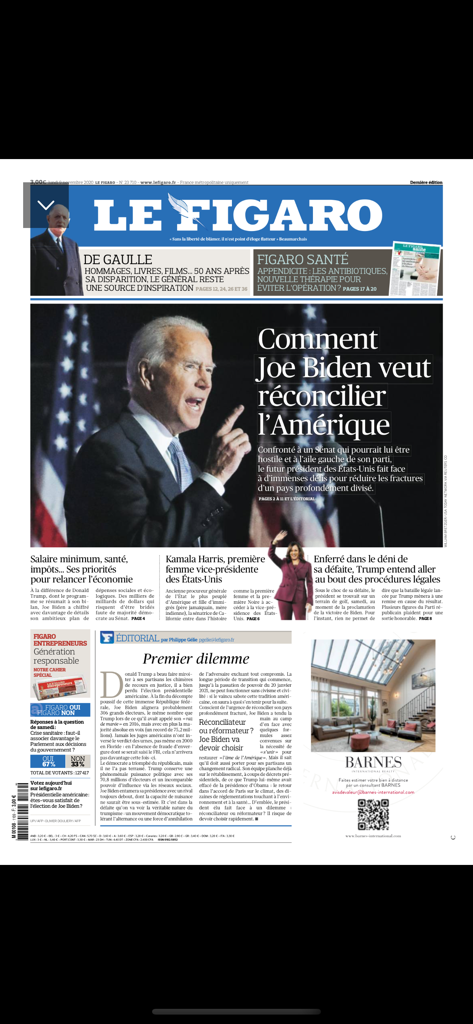 Kiosque Figaro : le Journal - Digital replica of Le Figaro newspaper front page in the Kiosque Figaro app