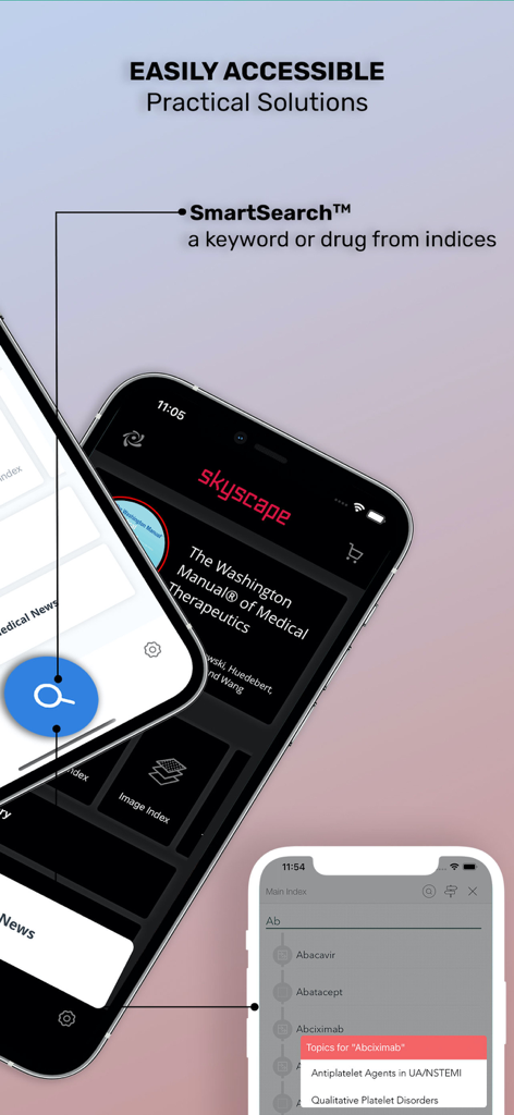 Washington Manual Medical Ther - SmartSearch feature in the Washington Manual Medical Therapeutics app for drug and keyword reference