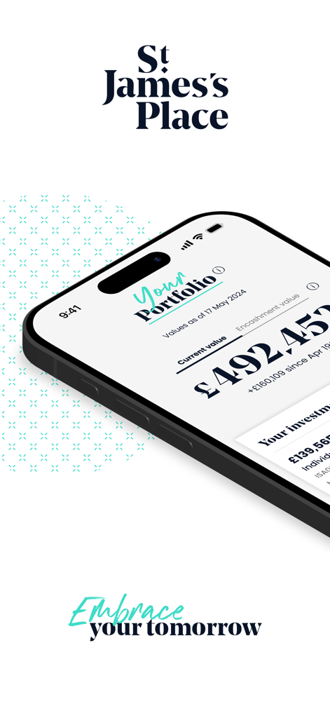 SJP wealth management app showing investment portfolio current value and wealth snapshot on a smartphone