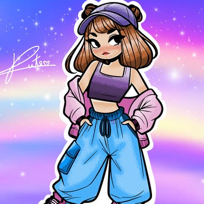 girl in crop top and baggy pants