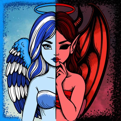 realistic angel half demon