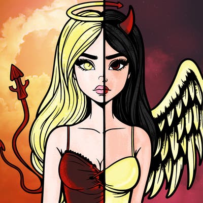 devil vs angel realistic girl