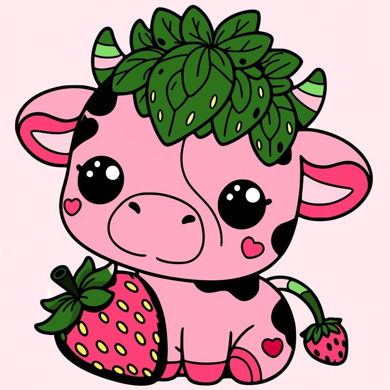 cute strawberry cow