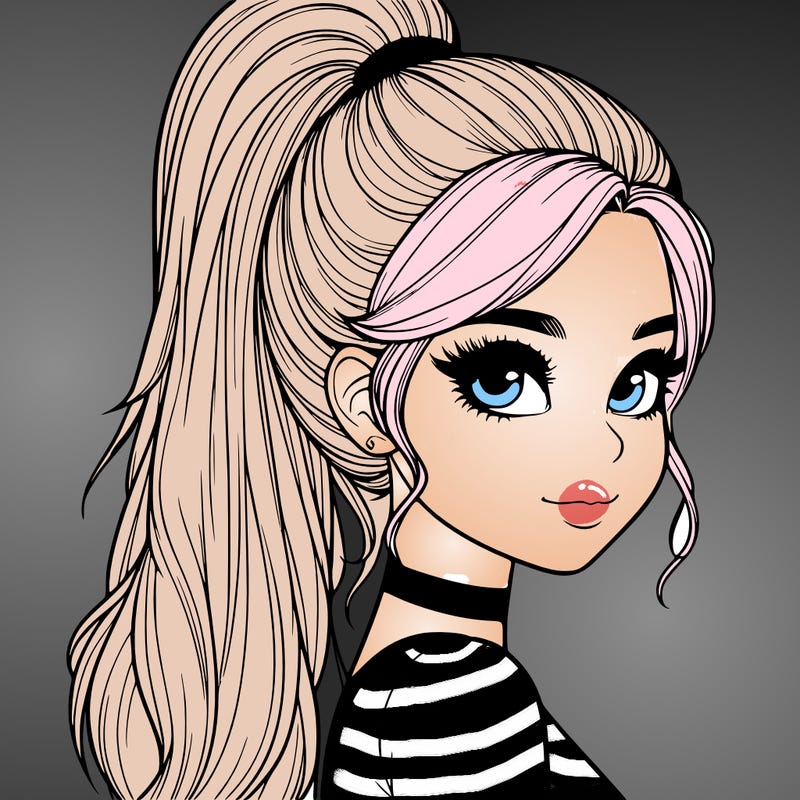 relistic girl with high ponytail