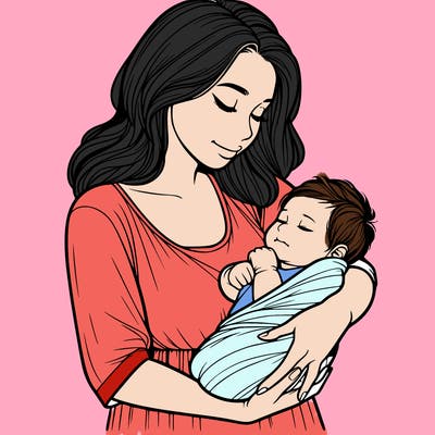 mother holding baby realistic