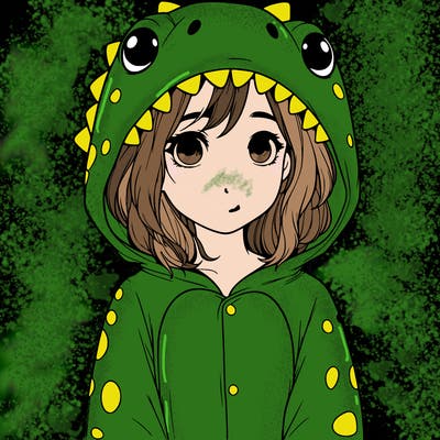 a girl in a dinosaur onesie realistic