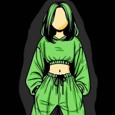 realistic girl faceless with baggy pants and a crop top