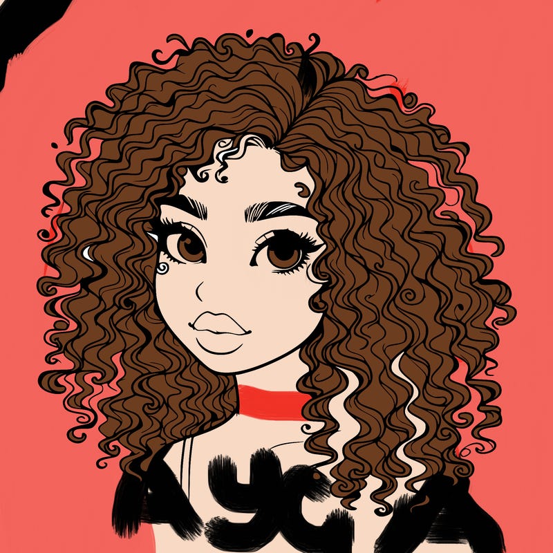 girl with curly hair realistic