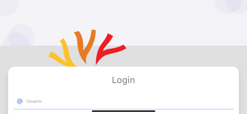 Vipp App - Pantalla de inicio de sesión de Vipp App que muestra un campo de entrada de nombre de usuario y el colorido logo corporativo.