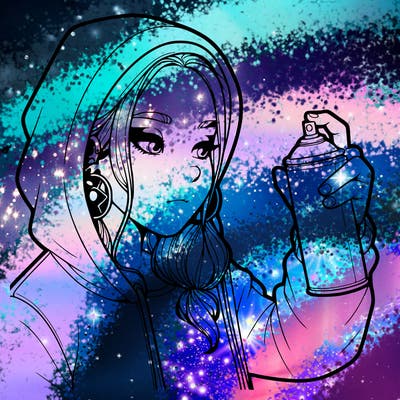 a realistic girl, spray painting